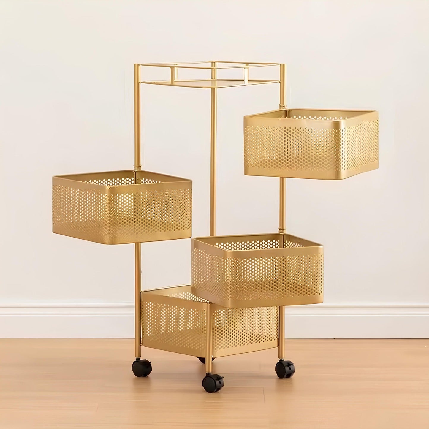 The Golden Edition Premium Round Metal Trolley by Matrix - All-In-One Store Pakistan