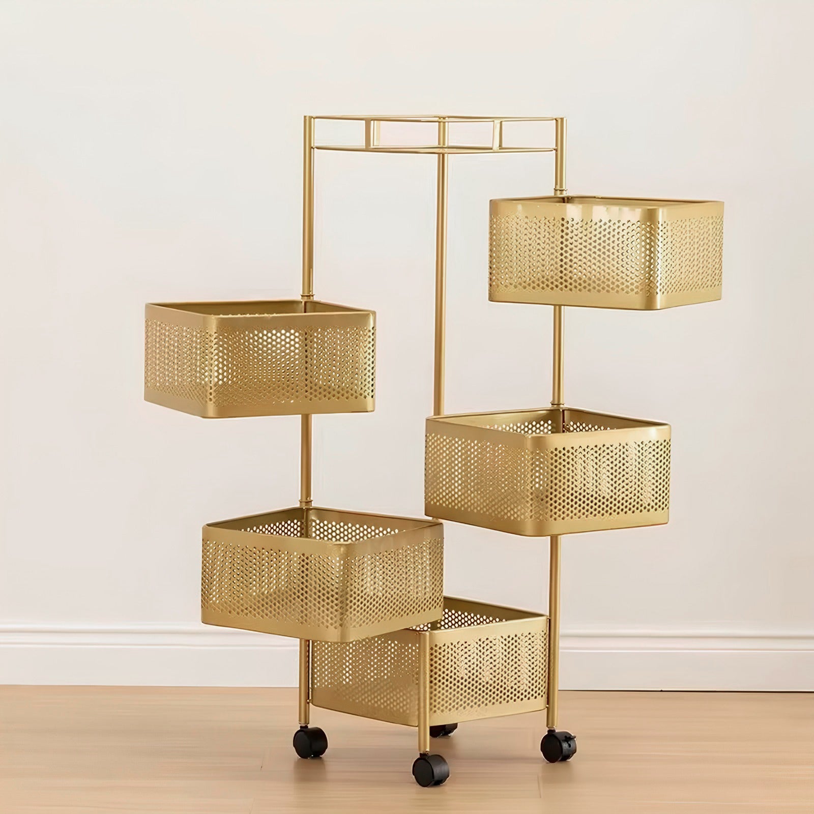 The Golden Edition Premium Round Metal Trolley by Matrix - All-In-One Store Pakistan