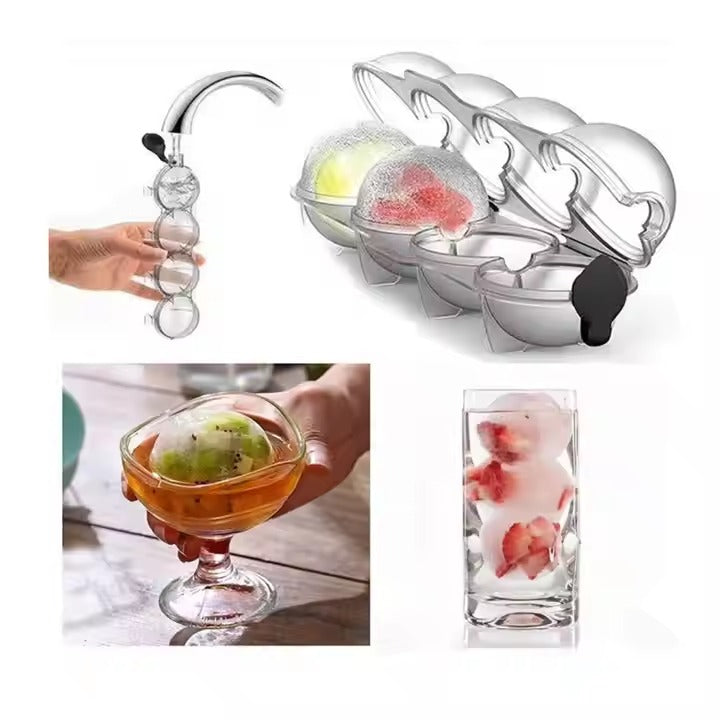 4-Cavity Transparent Round Ice Ball Maker for Drinks & Cocktails - All-In-One Store Pakistan
