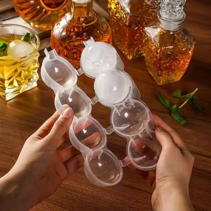 4-Cavity Transparent Round Ice Ball Maker for Drinks & Cocktails - All-In-One Store Pakistan