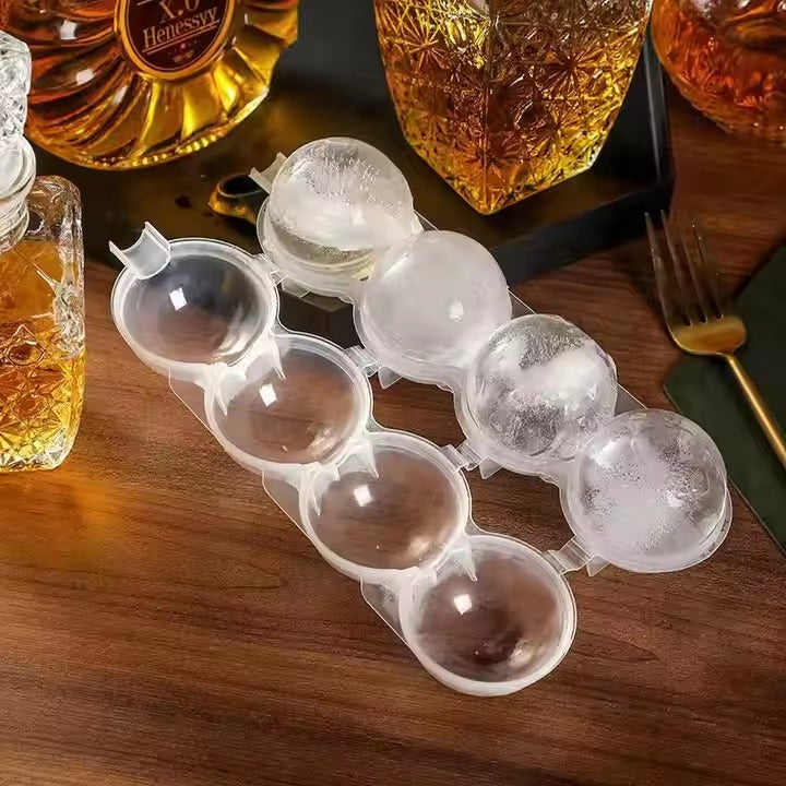 4-Cavity Transparent Round Ice Ball Maker for Drinks & Cocktails - All-In-One Store Pakistan