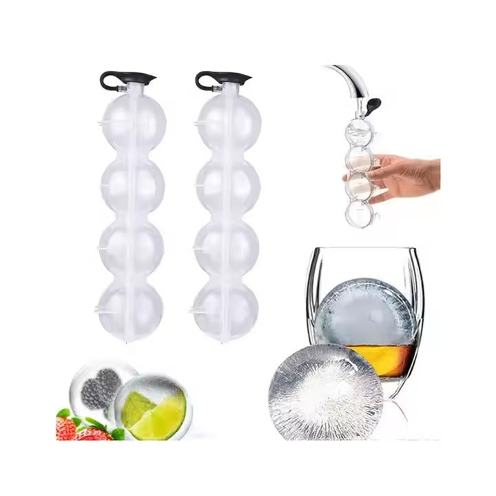 4-Cavity Transparent Round Ice Ball Maker for Drinks & Cocktails - All-In-One Store Pakistan