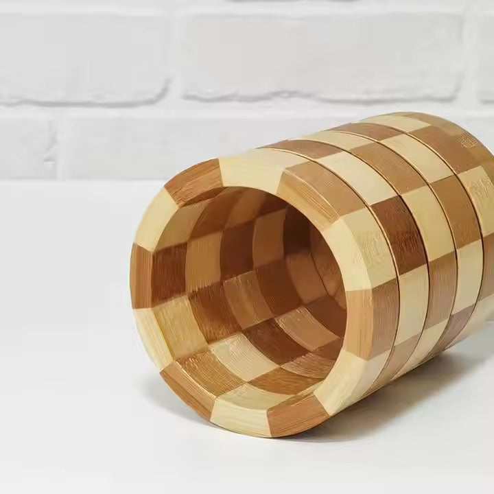 Grid Styles Bamboo Utensil Holder - All-In-One Store Pakistan