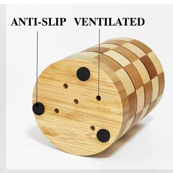 Grid Styles Bamboo Utensil Holder - All-In-One Store Pakistan