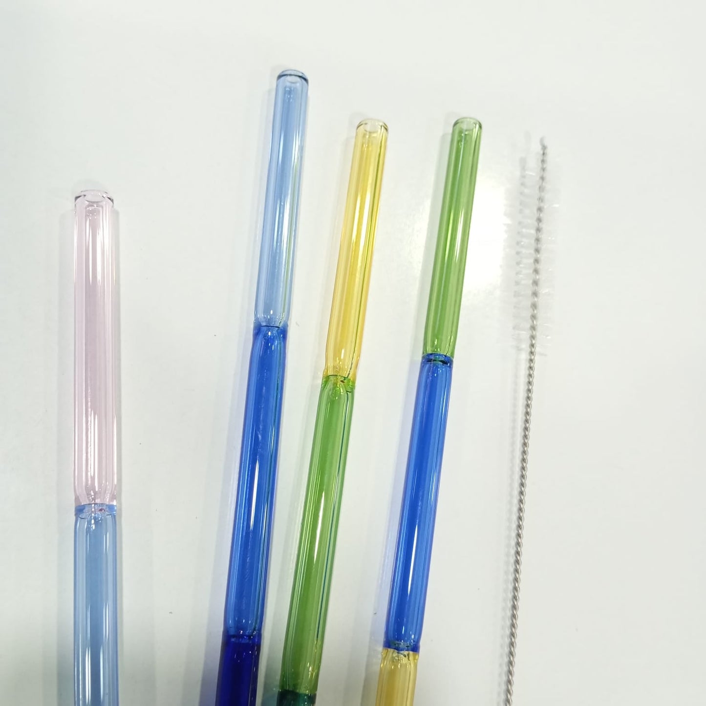 5 Pcs Reusable Colorful Glass Straw with Cleaning Brush - All-In-One Store Pakistan
