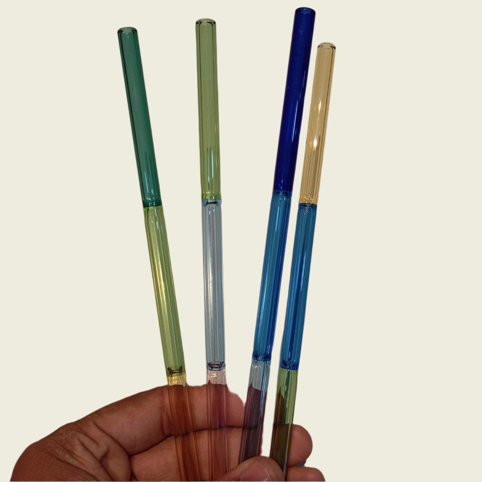 5 Pcs Reusable Colorful Glass Straw with Cleaning Brush - All-In-One Store Pakistan