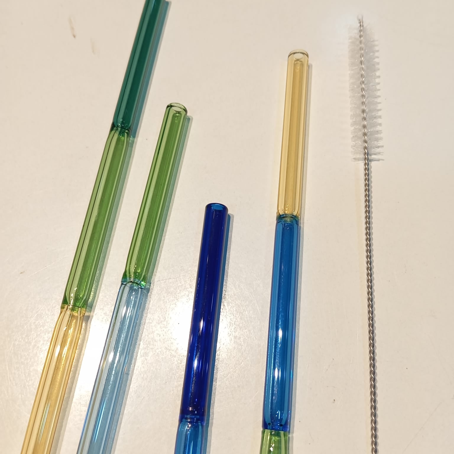 5 Pcs Reusable Colorful Glass Straw with Cleaning Brush - All-In-One Store Pakistan