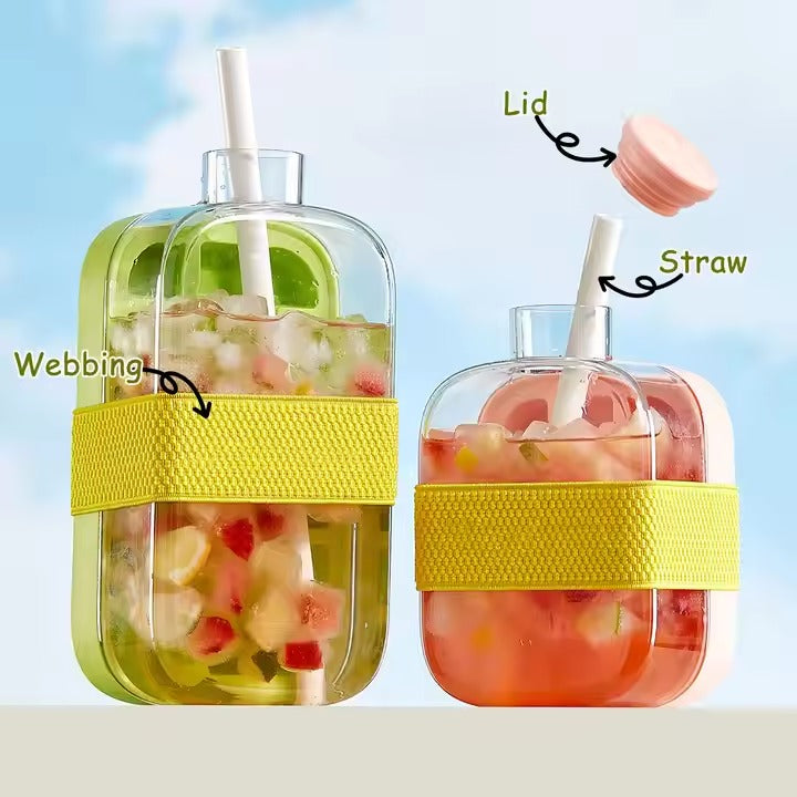 2-in-1 Ice Maker Water Bottle with Straw and Lid - All-In-One Store Pakistan