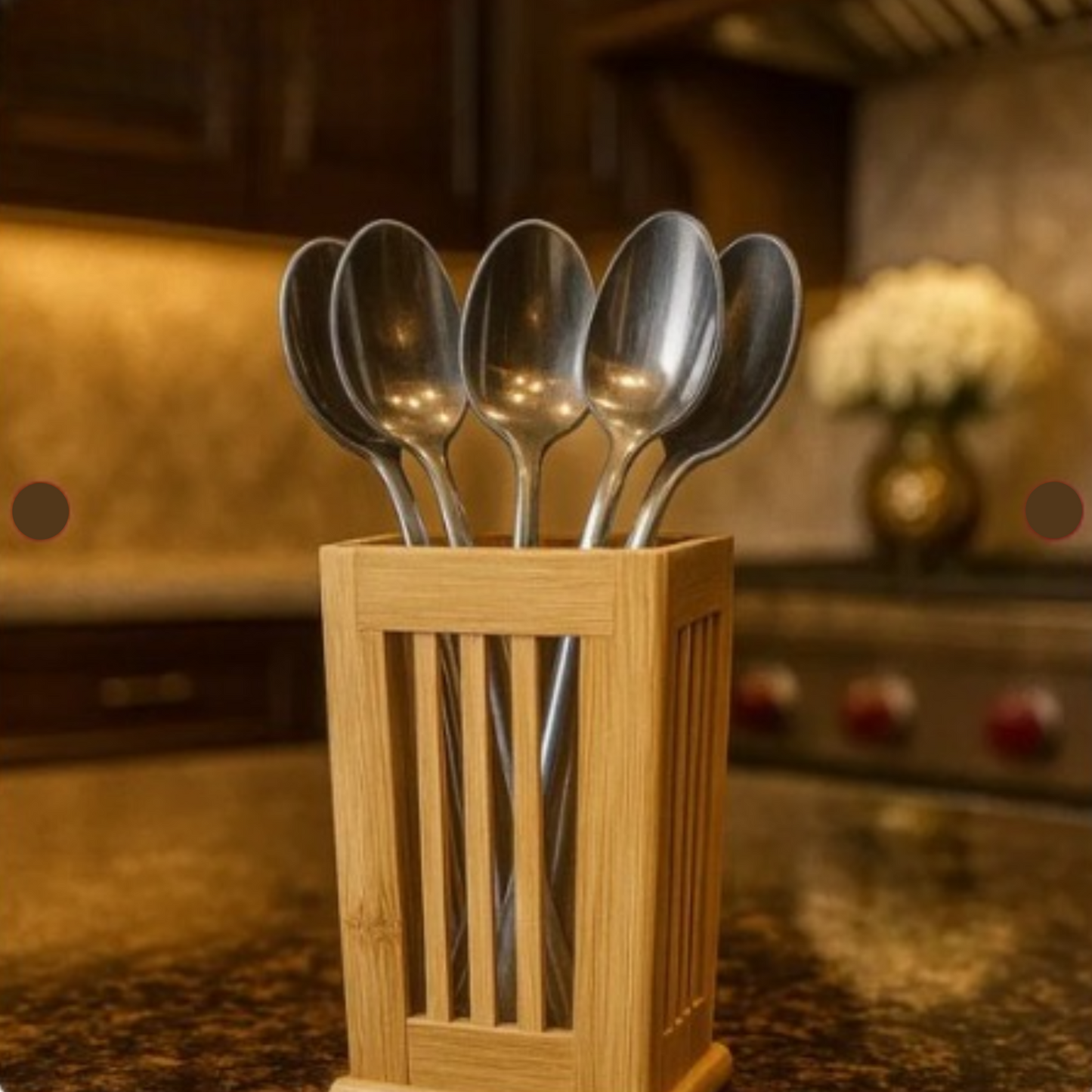 Natural Bamboo Kitchen Utensil Holder - All-In-One Store Pakistan