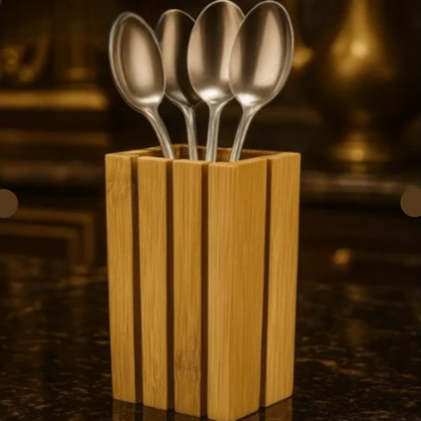 Natural Bamboo Kitchen Utensil Holder - All-In-One Store Pakistan