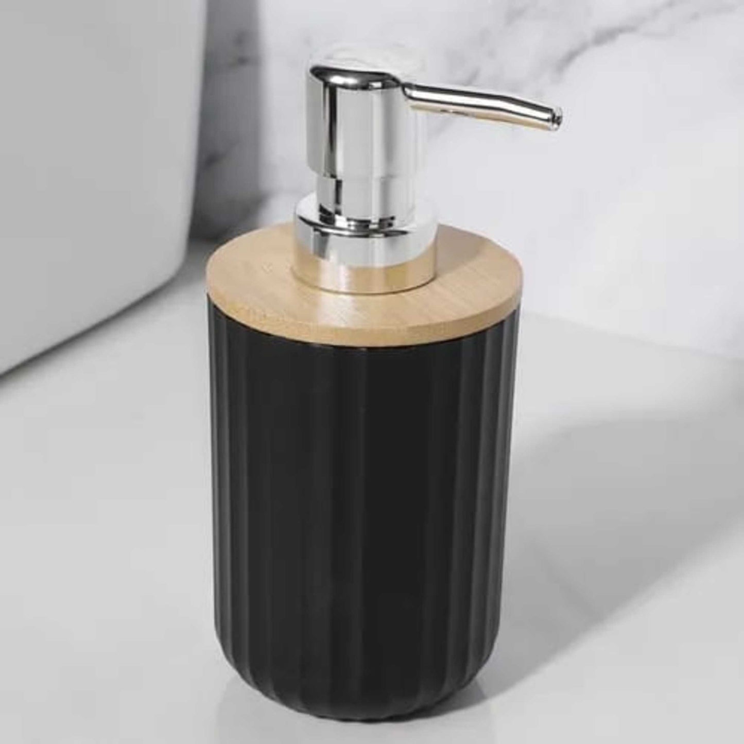 Ribbed Multipurpose Liquid Dispenser with Wooden Lid - All-In-One Store Pakistan