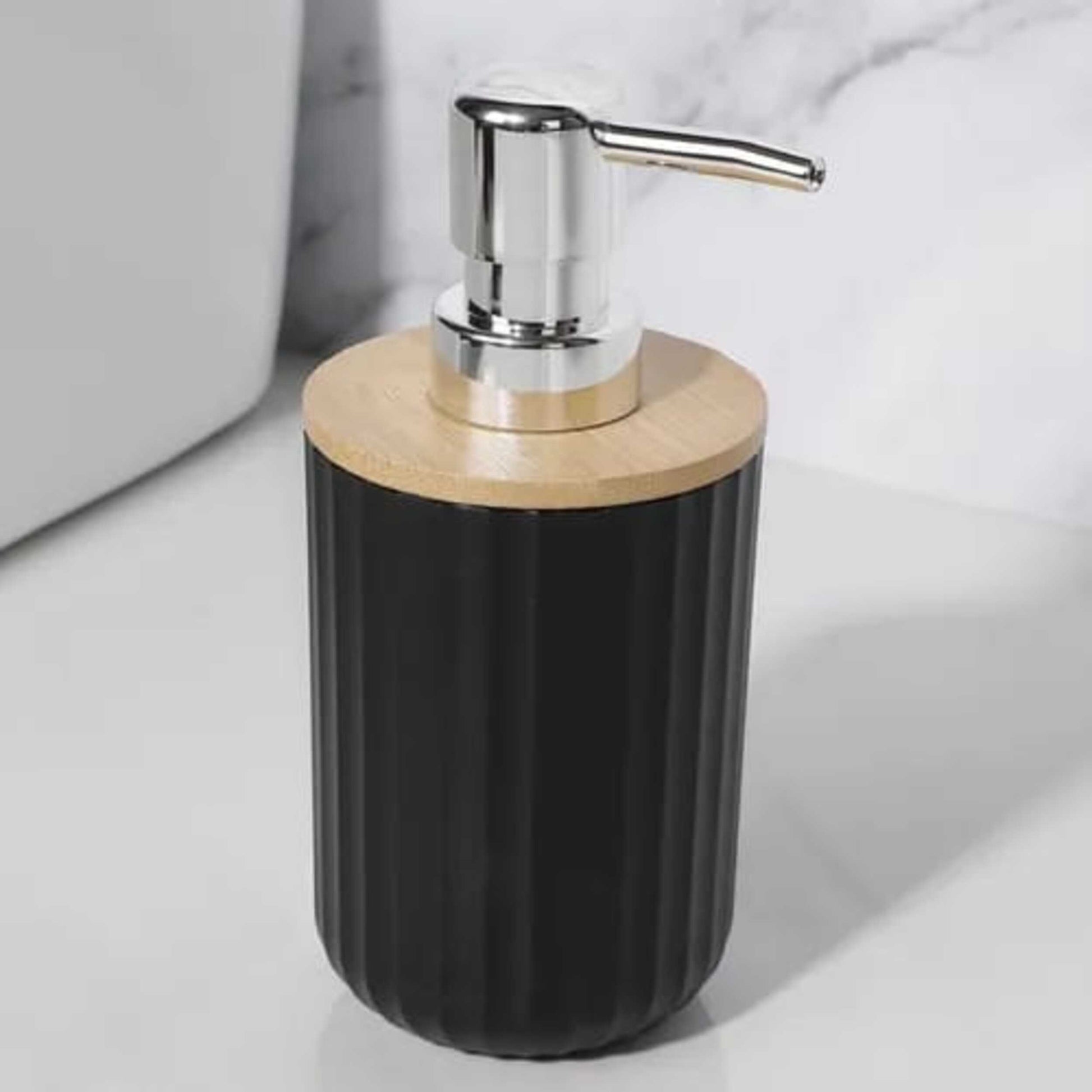 Ribbed Multipurpose Liquid Dispenser with Wooden Lid - All-In-One Store Pakistan
