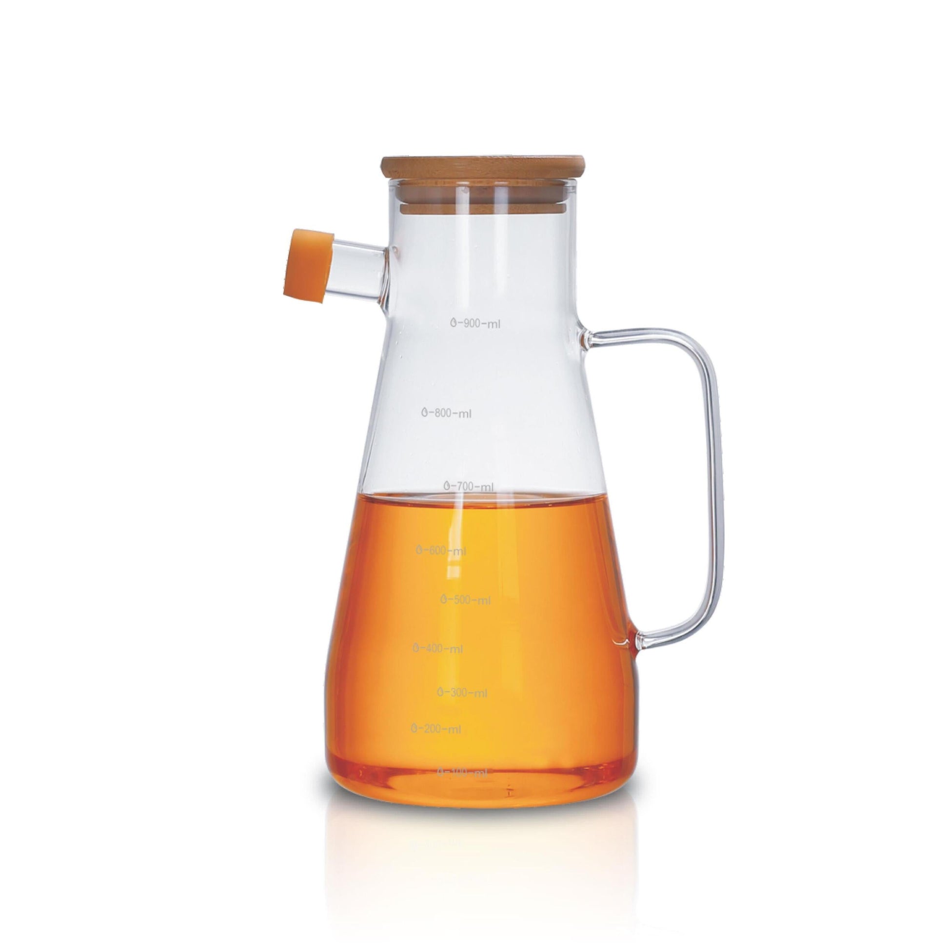 900ml Airtight Oil Jug with Wooden Lid & Precision Pour Stopper - All-In-One Store Pakistan