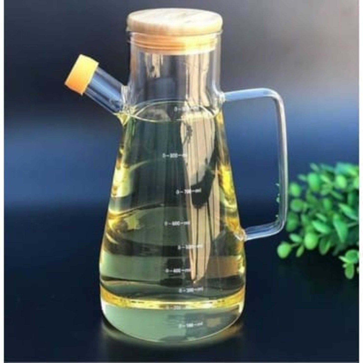 900ml Airtight Oil Jug with Wooden Lid & Precision Pour Stopper - All-In-One Store Pakistan