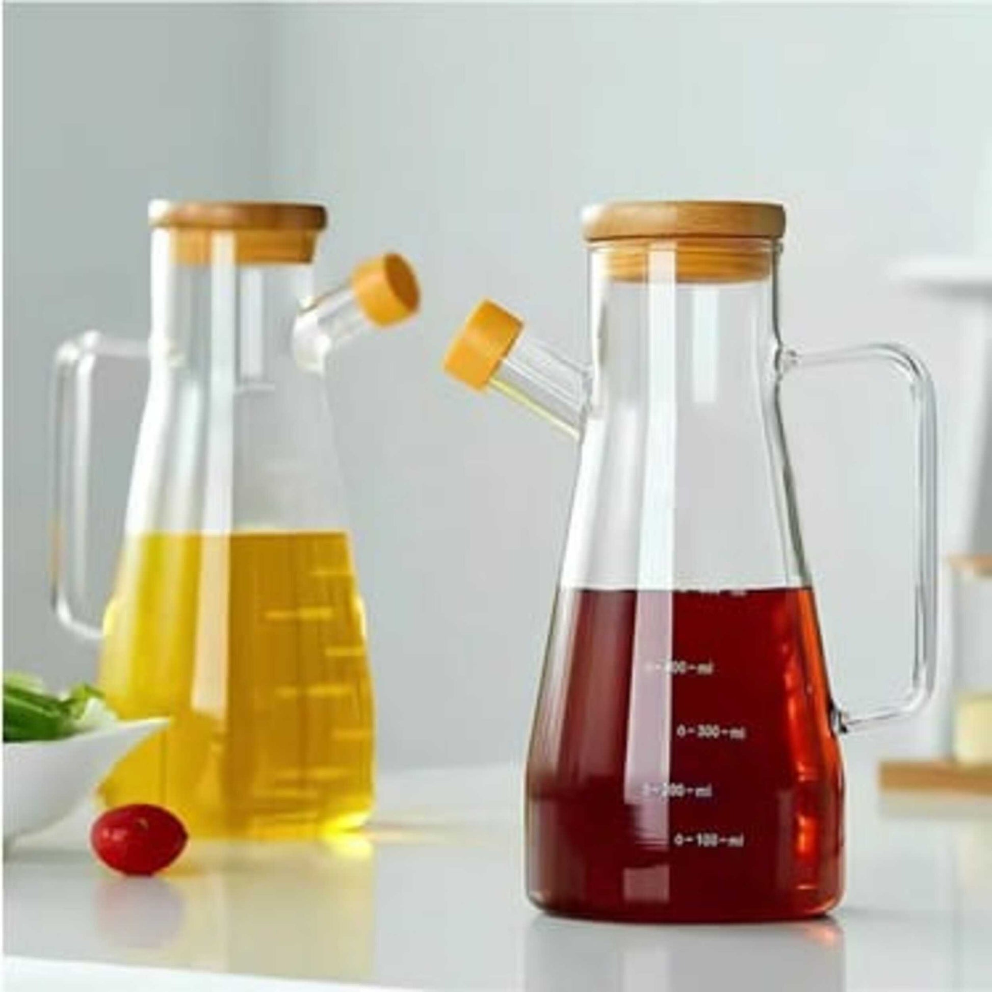 900ml Airtight Oil Jug with Wooden Lid & Precision Pour Stopper - All-In-One Store Pakistan