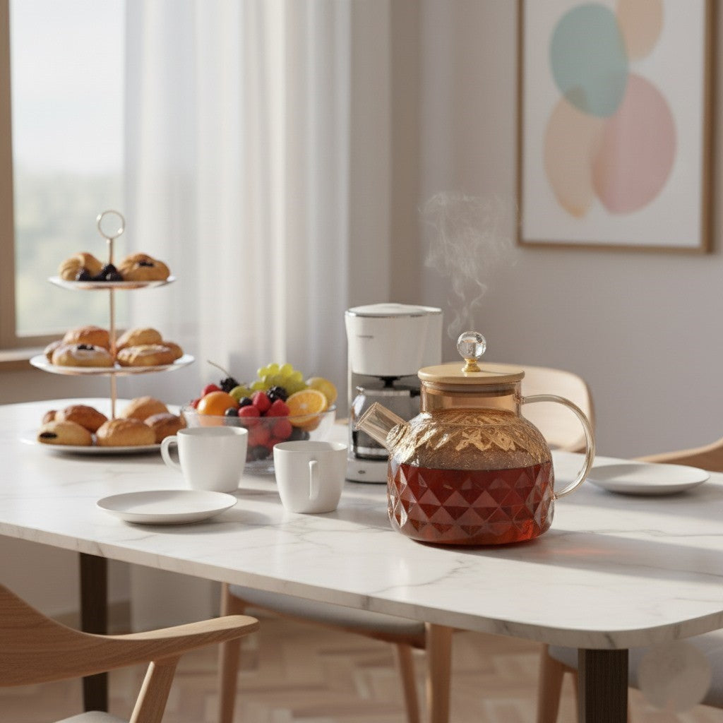 Golden Glass Teapot with Stainless Infuser - All-In-One Store Pakistan