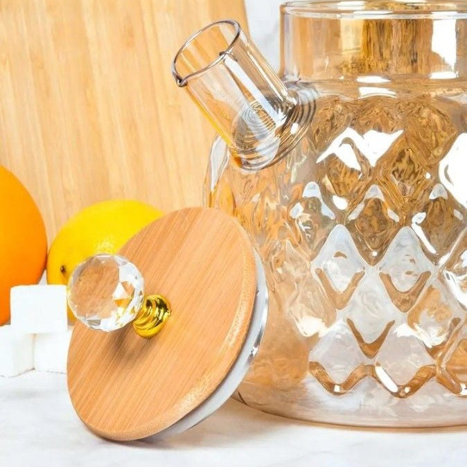 Golden Glass Teapot with Stainless Infuser - All-In-One Store Pakistan