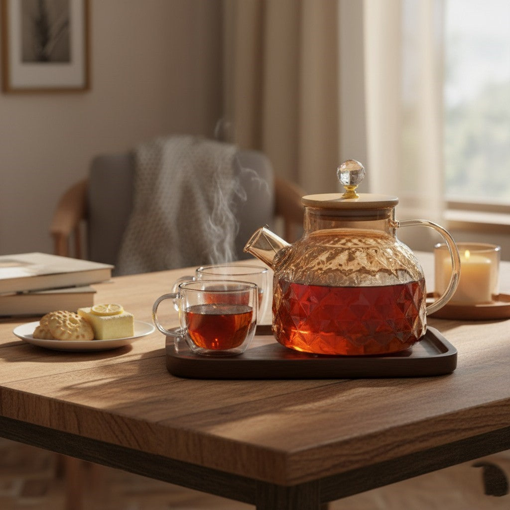 Golden Glass Teapot with Stainless Infuser - All-In-One Store Pakistan