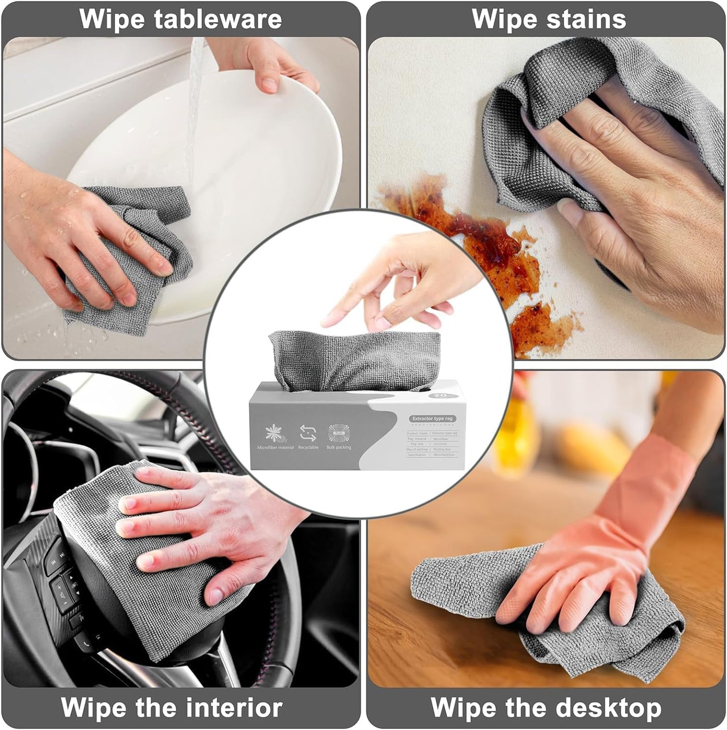 FreshSurface Removable Microfiber Rags – 20 PC - All-In-One Store Pakistan