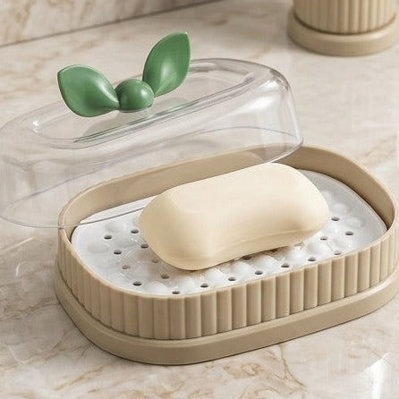 LeafLuxe Soap Dish with Drain & Lid - All-In-One Store Pakistan