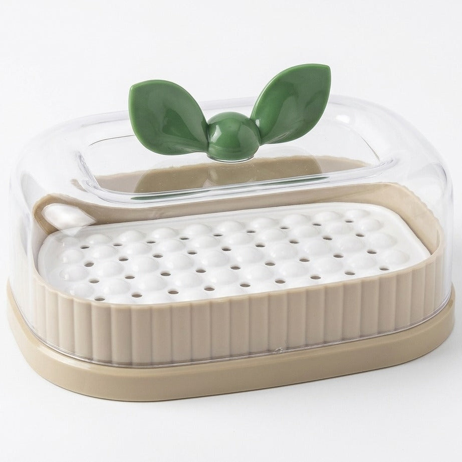 LeafLuxe Soap Dish with Drain & Lid - All-In-One Store Pakistan
