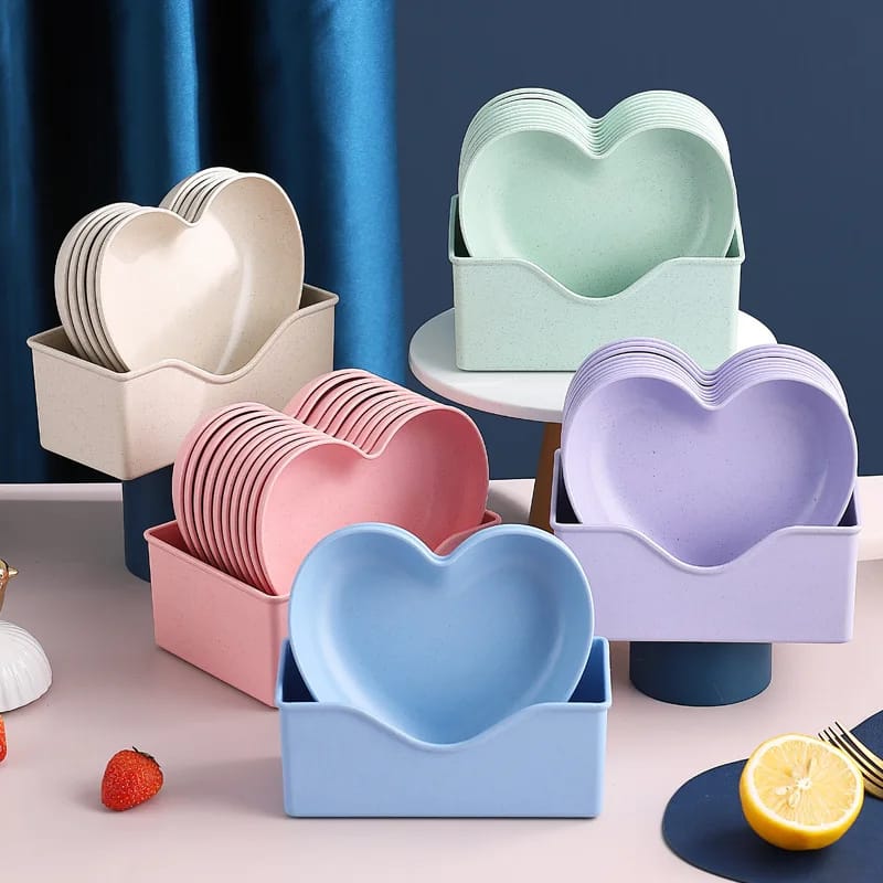 Heart Shaped Plate (Pack Of 8) - All-In-One Store Pakistan