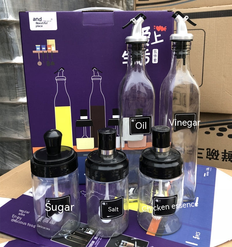 5 piece Set Oil Bottle and Spice Jar - All-In-One Store Pakistan