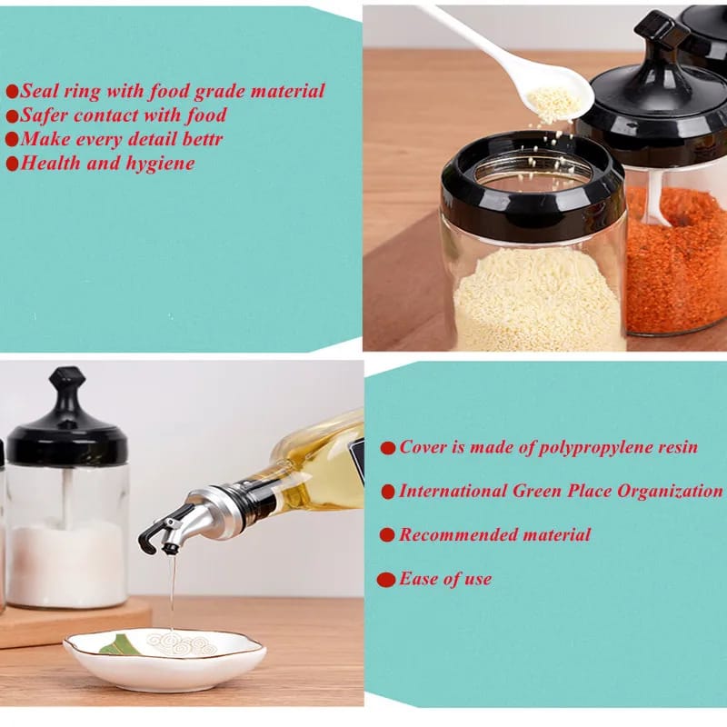 5 piece Set Oil Bottle and Spice Jar - All-In-One Store Pakistan