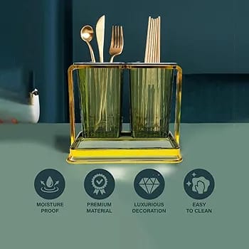 Premium Acrylic Utensil Holder with Metal Frame - All-In-One Store Pakistan