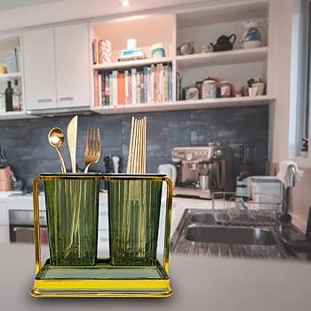 Premium Acrylic Utensil Holder with Metal Frame - All-In-One Store Pakistan