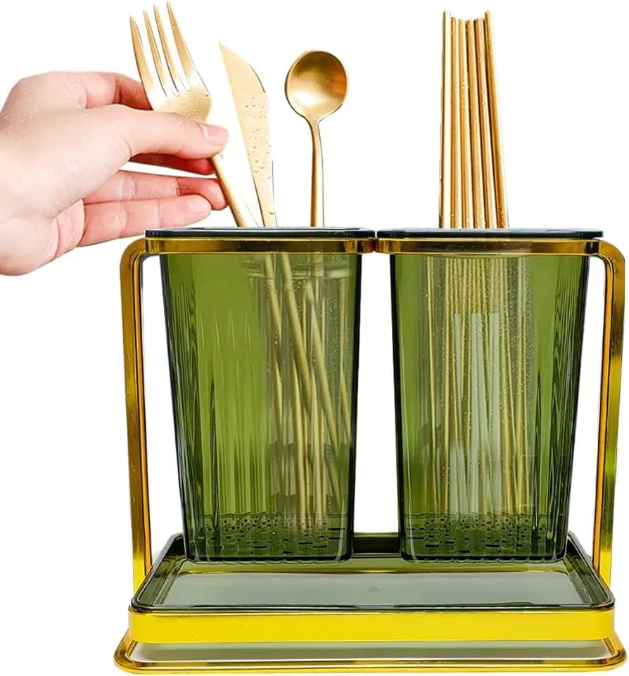 Premium Acrylic Utensil Holder with Metal Frame - All-In-One Store Pakistan