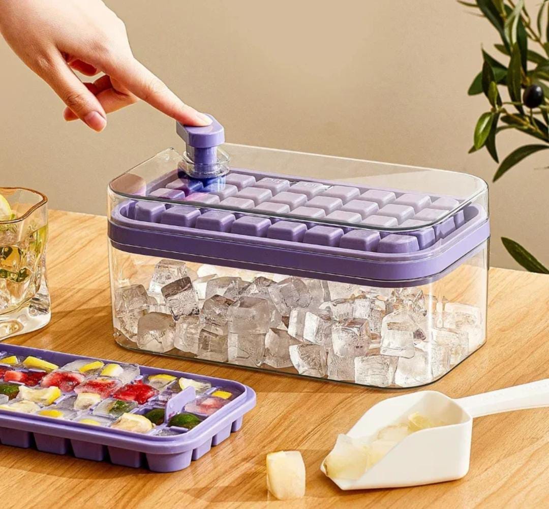64 cubes double layer ice cube freezing and storage box - All-In-One Store Pakistan