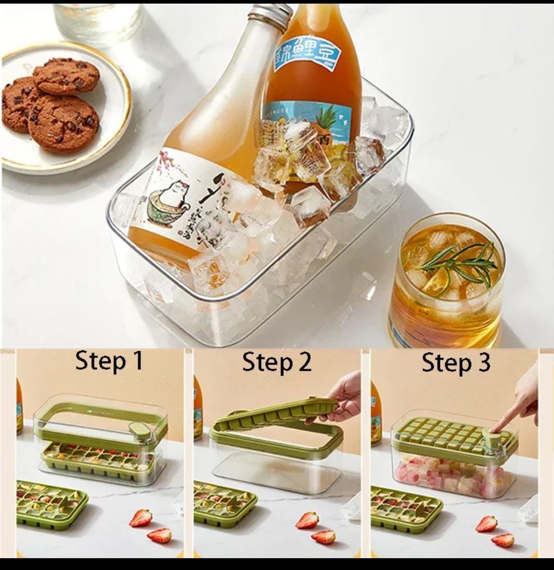64 cubes double layer ice cube freezing and storage box - All-In-One Store Pakistan