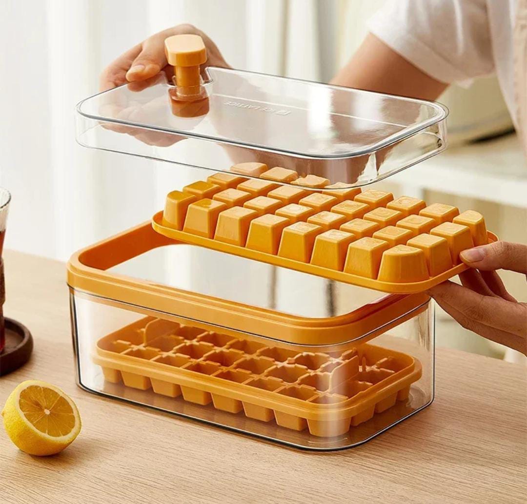 64 cubes double layer ice cube freezing and storage box - All-In-One Store Pakistan