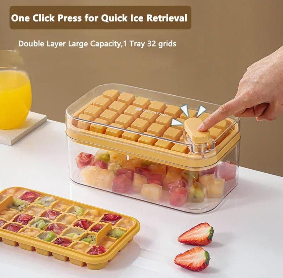 64 cubes double layer ice cube freezing and storage box - All-In-One Store Pakistan