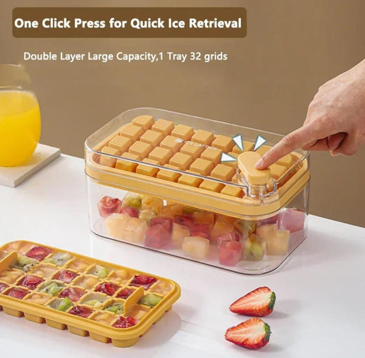 64 cubes double layer ice cube freezing and storage box - All-In-One Store Pakistan