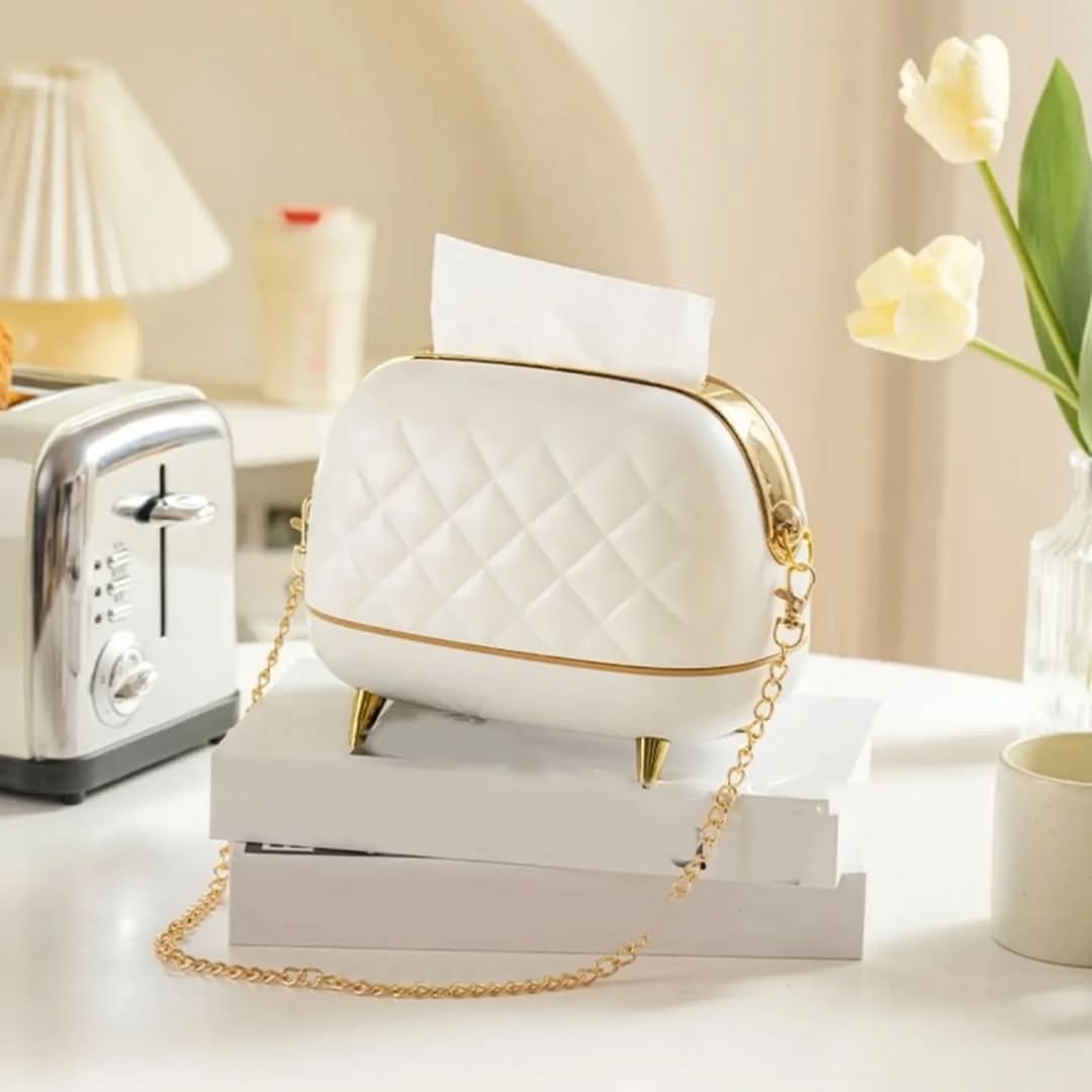 Stylish Purse Shaped Tissue Box with Hidden Storage.. - All-In-One Store Pakistan