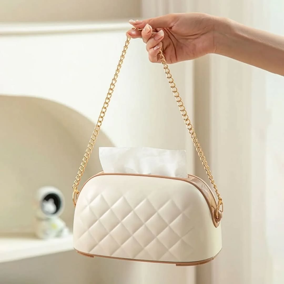 Stylish Purse Shaped Tissue Box with Hidden Storage.. - All-In-One Store Pakistan