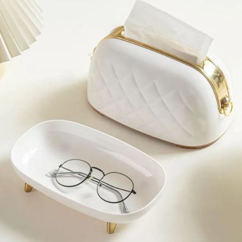 Stylish Purse Shaped Tissue Box with Hidden Storage.. - All-In-One Store Pakistan
