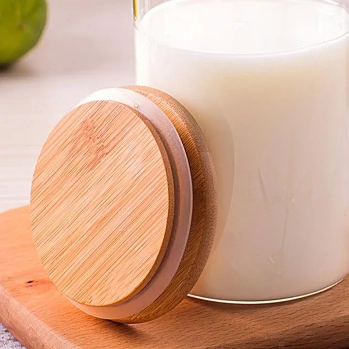 3Pcs Glass Storage Jars with Airtight Bamboo Lids - All-In-One Store Pakistan