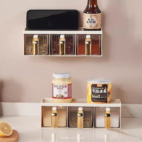 DualEase 3-Compartment Wall & Counter Spice Box - All-In-One Store Pakistan