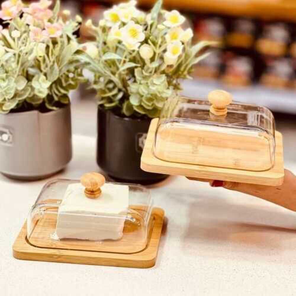 MultiServe Wooden Keeper with Clear Lid - All-In-One Store Pakistan