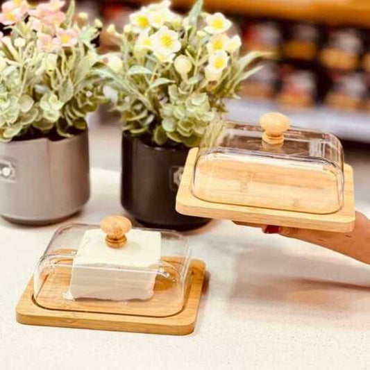 MultiServe Wooden Keeper with Clear Lid - All-In-One Store Pakistan