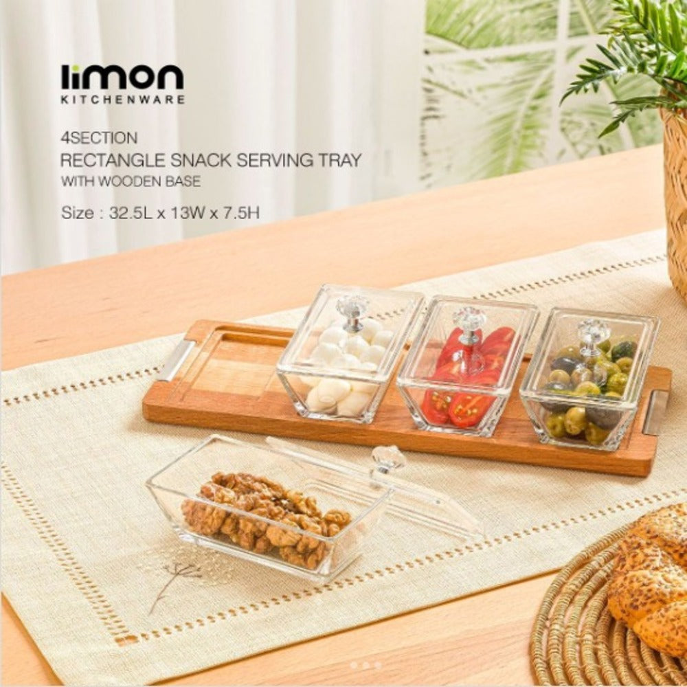 DuoDelight Wooden Base Server with Covered Dishes by Limon - All-In-One Store Pakistan