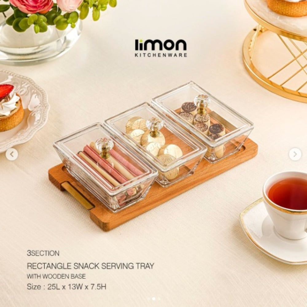 DuoDelight Wooden Base Server with Covered Dishes by Limon - All-In-One Store Pakistan
