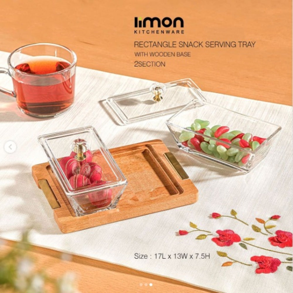 DuoDelight Wooden Base Server with Covered Dishes by Limon - All-In-One Store Pakistan