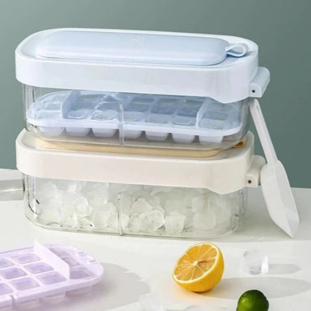 Press & Store Ice Box with 2 Trays & Shovel - All-In-One Store Pakistan