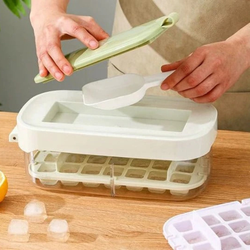 Press & Store Ice Box with 2 Trays & Shovel - All-In-One Store Pakistan