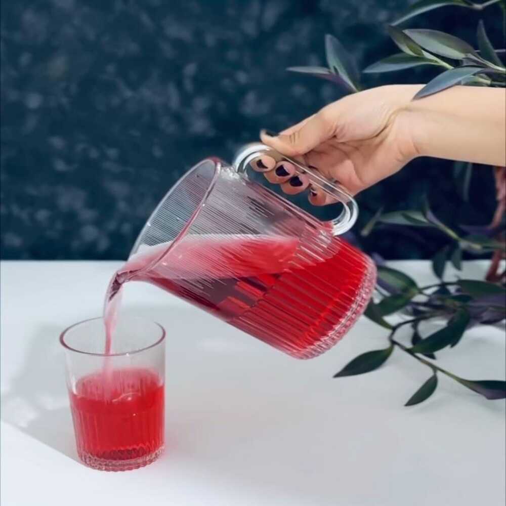 CrystalServe Ribbed Pitcher & Glasses Set (2318) by Limon - All-In-One Store Pakistan