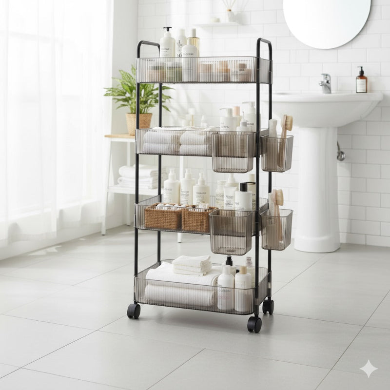 4-Tier Acrylic Utility Rolling Trolley (2374) by Limon - All-In-One Store Pakistan